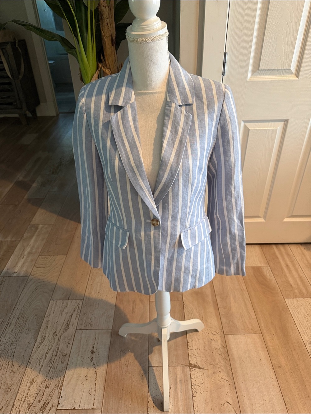 Philosophy Blue and White Striped Women's Blazer